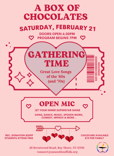 A Box of Chocolates Feb 2026 - Gathering Time - Portrait Flyer